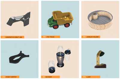Figure 5: Examples of 3D designs participants brought in during 𝑇𝑒𝑑𝑖𝑡, which was to edit an existing model.