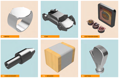 Figure 6: Example of 3D designs participants came up with during 𝑇𝑐𝑟𝑒𝑎𝑡𝑒, which was to create a model from scratch.