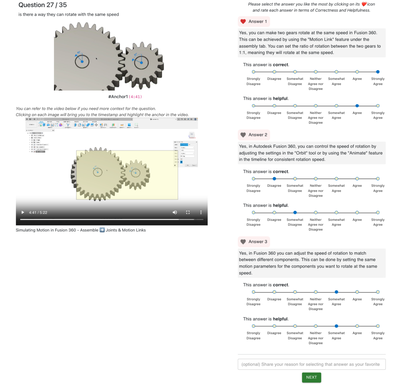 Figure 5: The system used in our pipeline evaluation study. The participant can see the question, the video that the questionwas asked about at the right timestamp and with the visual anchor highlight