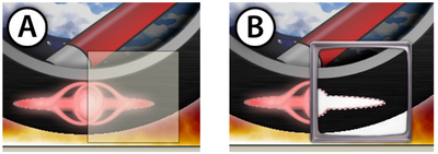 Figure 5. a) Data probe. b) Holding down the control key changes the probe into an in-place lens revealing the previous states under its region, and the user can scroll forwards and backwards in time.
