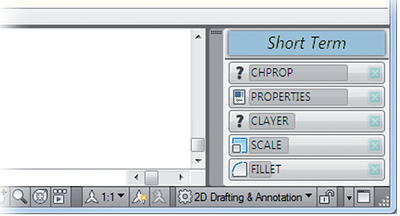 Fig. 16.CommunityCommands palette docked in the bottom right corner beside the command line.