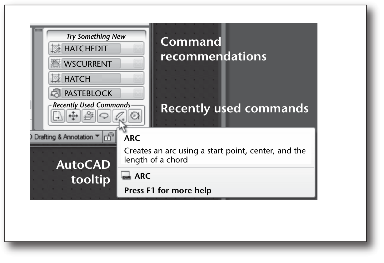 Figure 12. Recommended and Recently Used Commands.