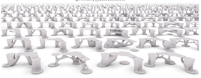 Figure 1. Conceptual illustration of a collection of design variations for a single task: lifting a computer monitor 80mm off a desk.