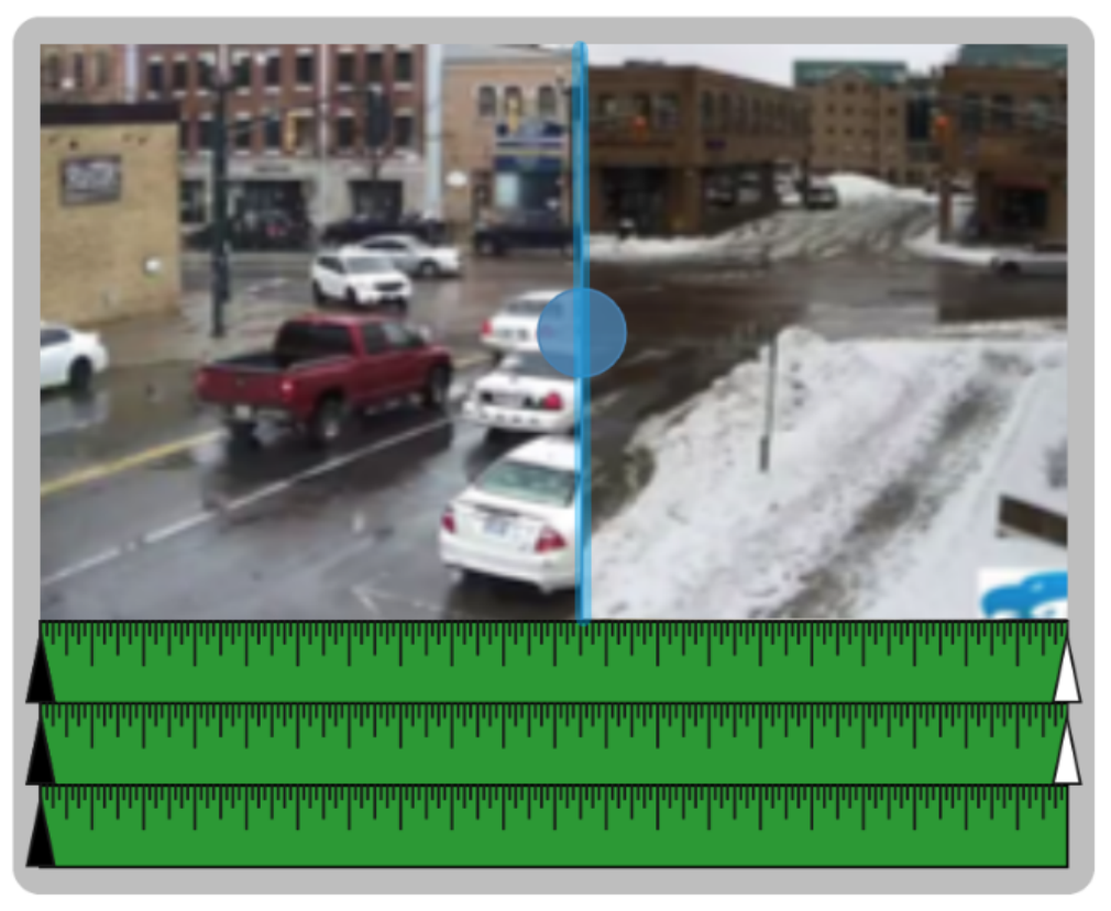 Figure 8: Window-blind overlay showing a horizontal slider,used to compare summer/winter traffic levels.