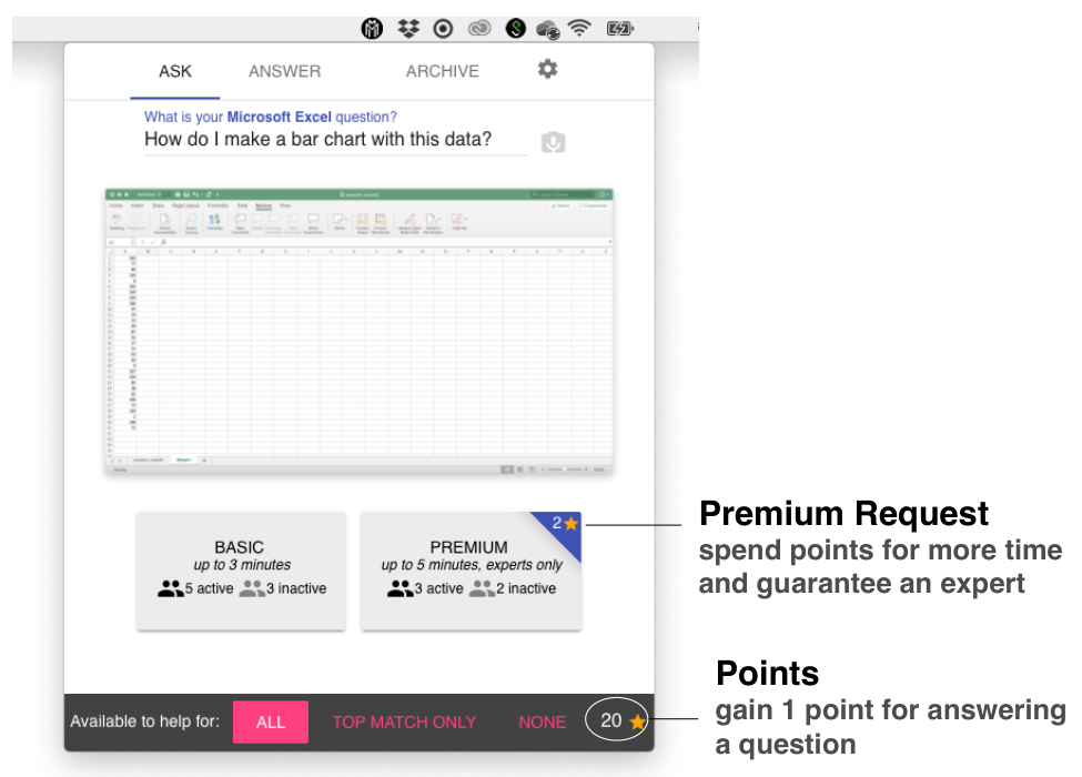 Figure 12: Alternative design for ‘premium’ help sessions that could incentivize greater participation from experts.