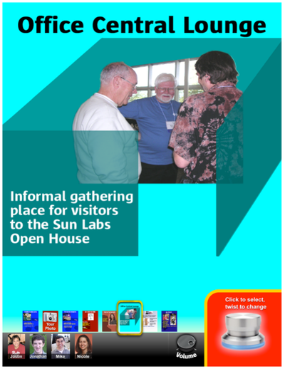 Figure 6. Ad for a virtual space. This one corresponds to the physical space of the same name. When remote people join, they will see video of the space.