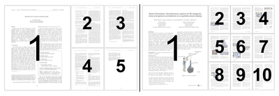 Fig. 16. Sample 5-page (left) and 10-page layouts (right).