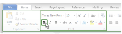 Figure 6. Overlapping rectangular accessibility regions for the “Bold: push button”, with the larger areas being the “Font: toolbar” and “Home: property page”.