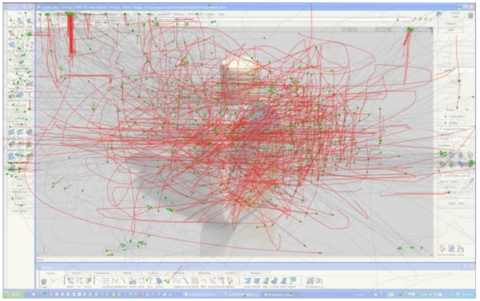 Figure 8. Cursor activity (red = drag; grey = movement, green dot = click).