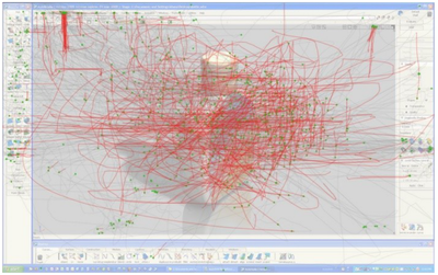 Figure 8. Cursor activity (red = drag; grey = movement, green dot = click).