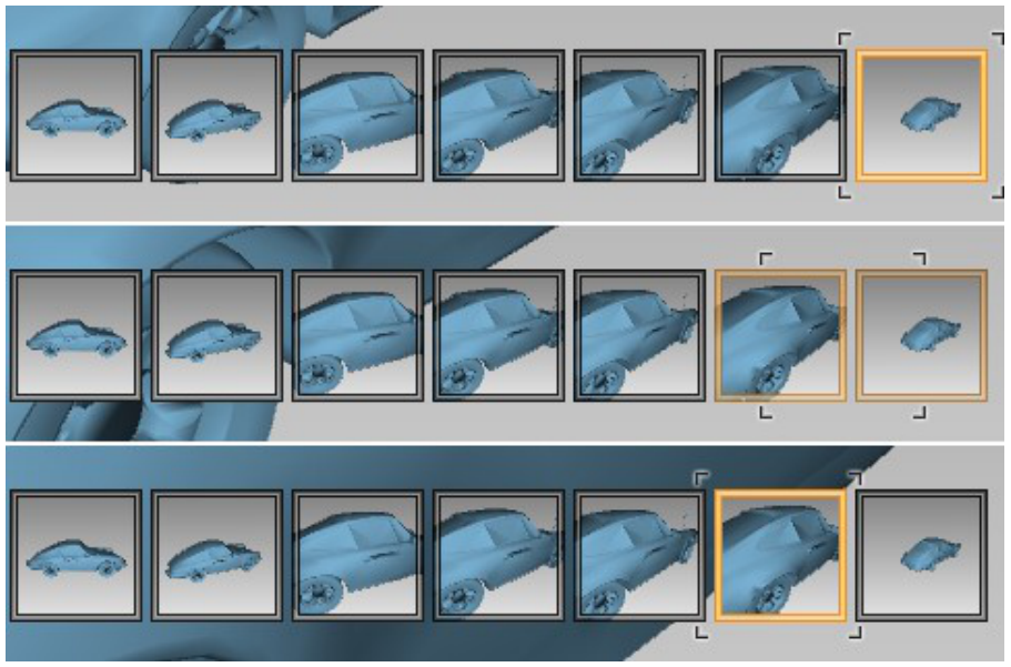 Figure 11: Using the Rewind Tool. Dragging the cursor left, reverses the user‘s navigation in a smooth continuous fashion. The thumbnail strip provides visual history guidance.