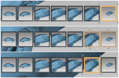 Figure 11: Using the Rewind Tool. Dragging the cursor left, reverses the user‘s navigation in a smooth continuous fashion. The thumbnail strip provides visual history guidance.