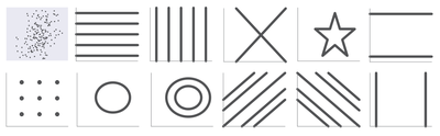 Figure 3. The initial data set (top-left), and line segment collections used for directing the output towards specific shapes. The results are seen in Figure 1.