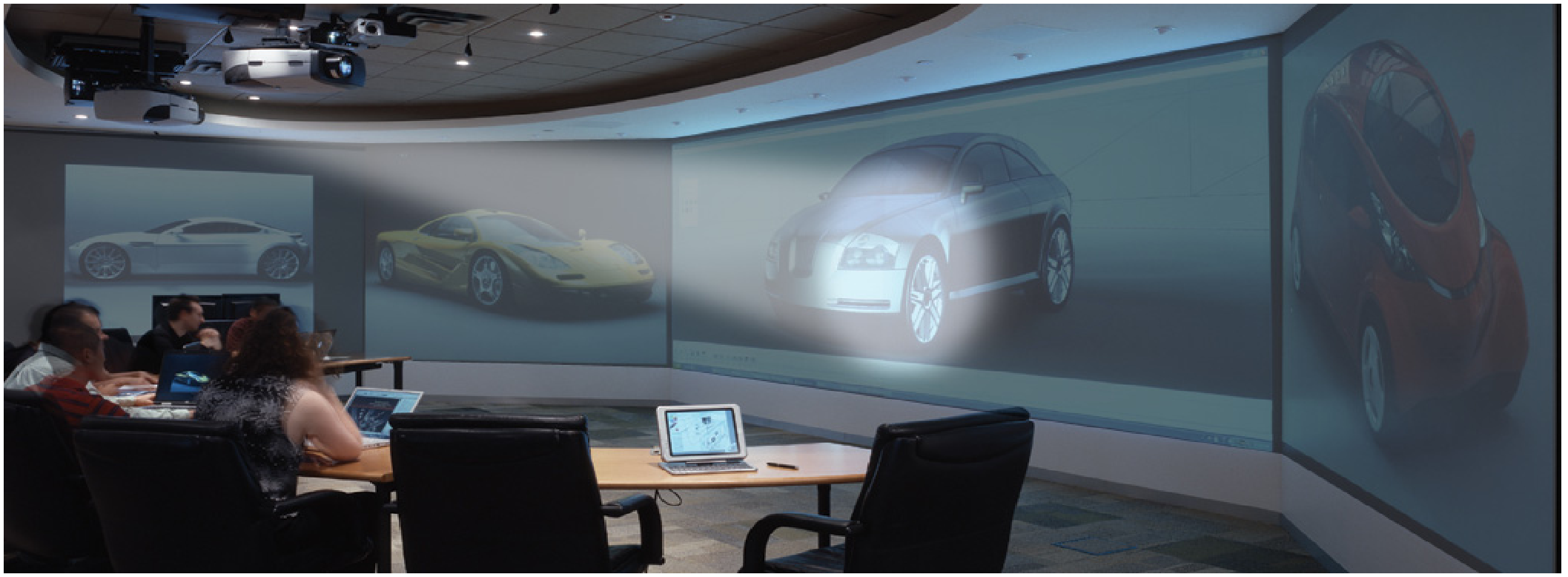 Figure 1. The Spotlight technique on a large wall-sized display (enhanced image).