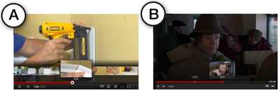 Figure 2. Screenshots of the YouTube (A) and Netflix (B) browser based video players.