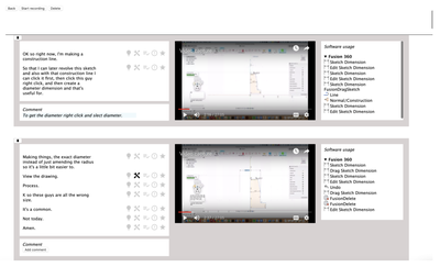 Figure 6: Live archive window, where users can review recorded speech, screen recording, and meta-data from past sessions, as well as the current capture session.
