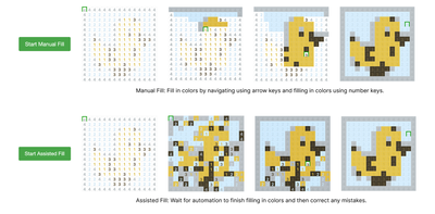 Figure 3: Illustration of the workflow for using Manual Fill (top) and using Assisted Fill (bottom). Assisted Fill simulates GenAI support tools through various latency and error rates that require users to fix any mistakes before completing the task.