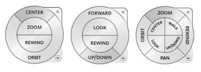 Figure 15. SteeringWheels (left) exterior navigation, (center) interior navigation, right (both).