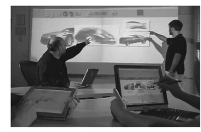 Figure 18. Sketchboard on a number of TabletPCs and a large displays.