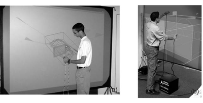 Figure 8. (a) Cross-section modeling on large displays (from Grossman et al., 2001); (b) creating principle 3D curves on large displays (from Grossman et al., 2002).