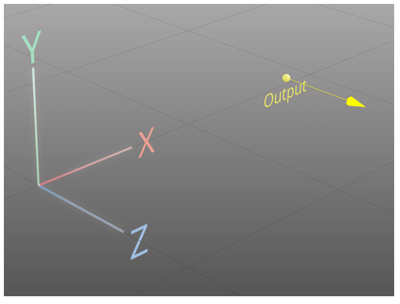 Figure 8: The yellow “Output” arrow visualizes the target position and orientation for the gear train output, serving as a spatial reference point for designers. This directional indicator helps users align their design with the required motion axis and position specified in the design objectives.