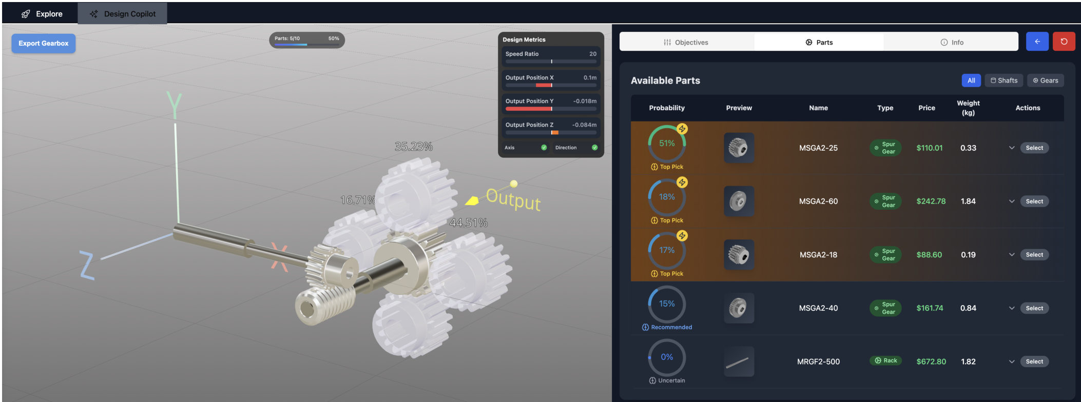 Transformer-Based Interfaces for Mechanical Assembly Design: A Gear Train Case Study