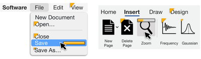 Figure 6: ToolTrack shows unexplored commands with a yel­low triangle, and for commands that have been used before, it shows a progress bar indicating how deeply that command has been explored.