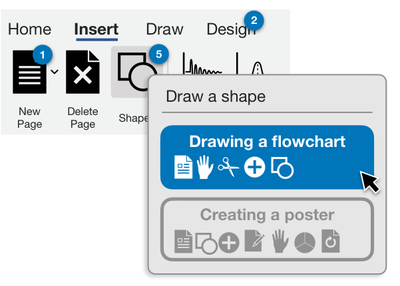 Figure 7: ToolTrip ofers workfows that contain a particular command under the mouse cursor, highlighting other com­mands in that workfow with numbered badges.