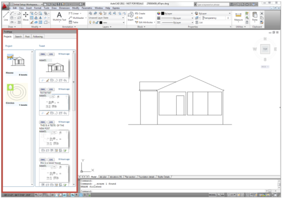 Figure 1. The TwitApp plug-in is displayed as a    palette within AutoCAD.