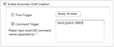Figure 8.The setting dialog provides UI controls to setup the time trigger and the command triggers.