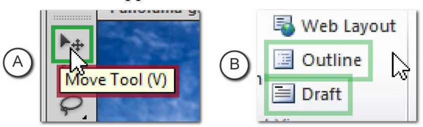 Figure 15. Cursor and clickable icon recognition from Adobe Photoshop (a) and Microsoft Word (b).