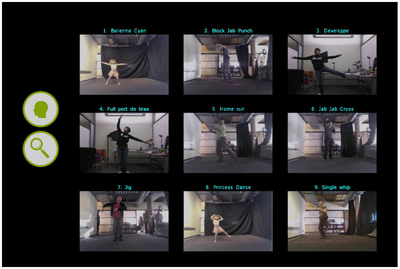 Figure 4: The movement gallery allows users to change profiles, query by example, and select a movement.